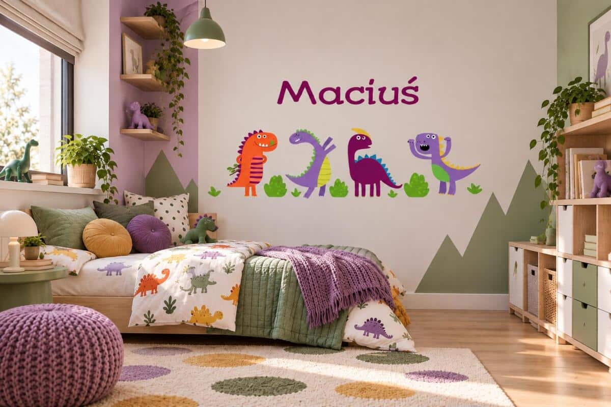 Naklejka z imieniem dla dziecka  BD2dinozaury