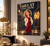 Prezent dla Siostry na 60. Urodziny – Obraz z Karykaturą ze Zdjęcia „60 Lat Jak z Filmu”-  31737 - miniaturka 2