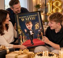 Prezent dla Brata na 18. Urodziny – Plakat z Karykaturą ze Zdjęcia „Wchodzę w Dorosłość w Stylu” -  31740 - miniaturka 3