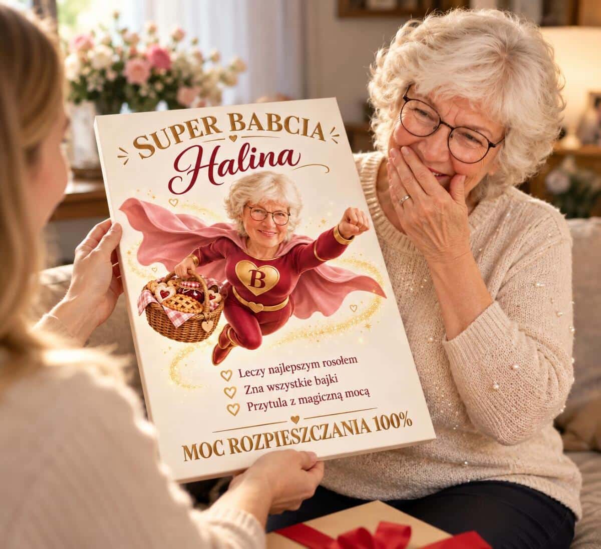 Tabliczka dla Babci ze Zdjęcia na Dzień Babci – Super Babcia, Karykatura Superbohaterkii 31573 - zdjęcie 3