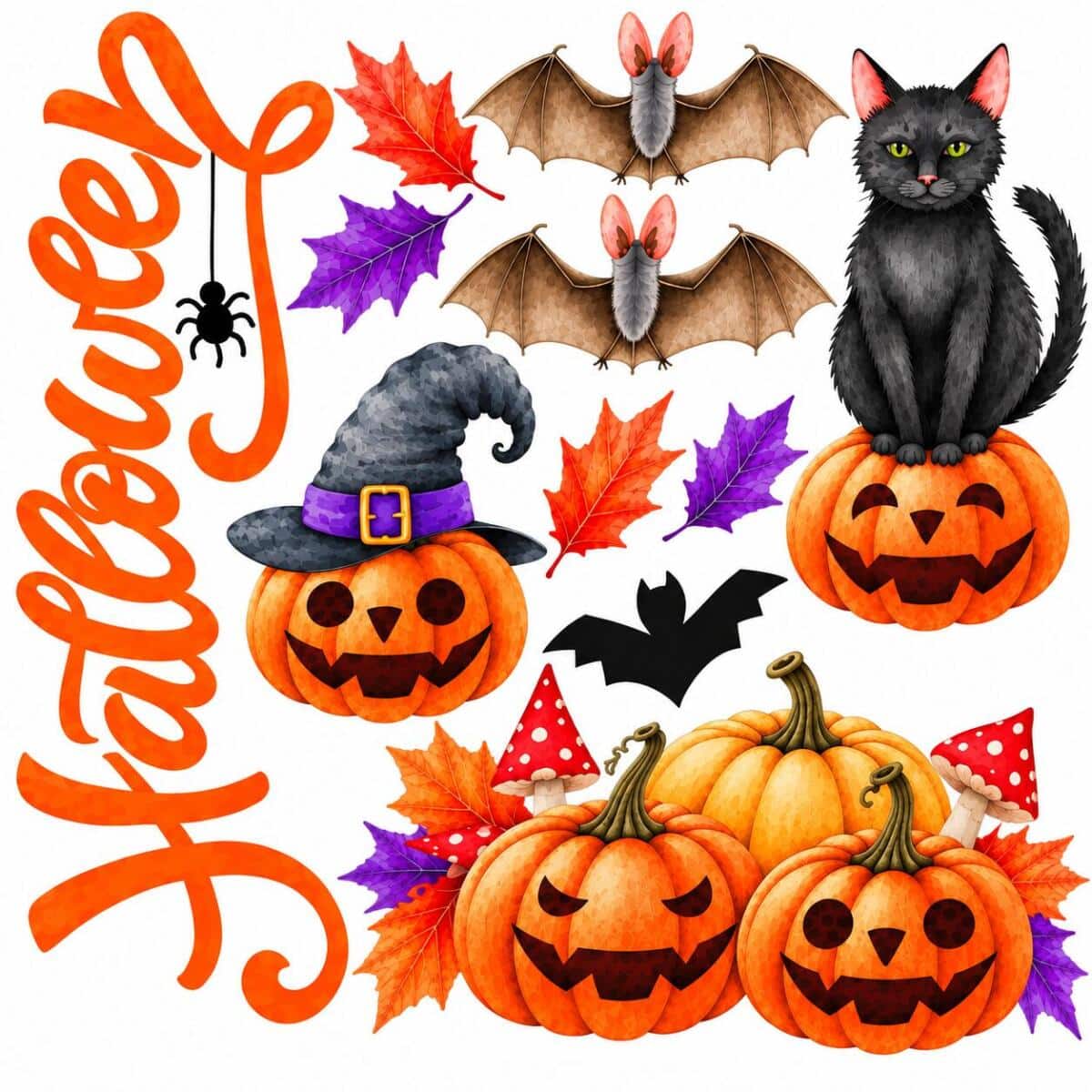 Naklejka na szybę dekoracje na Halloween dynie duchy 68007
