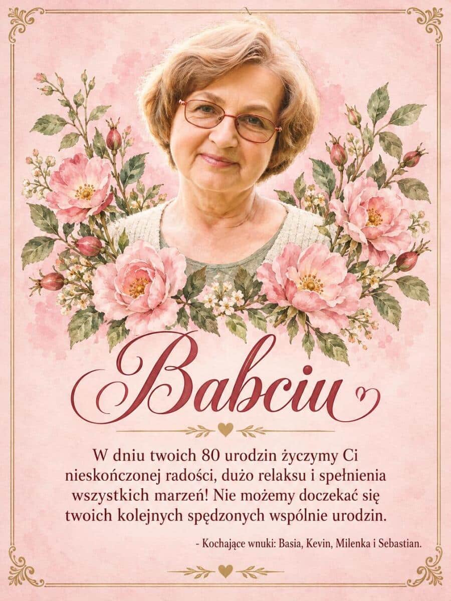 Życzenia dla Babci na 80 urodziny | Plakat Wspaniałe 80 urodziny Babci 31647 - zdjęcie 2